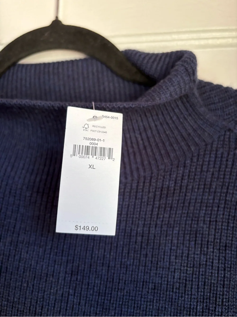 Banana Republic Merino Submariner Ribbed Turtleneck Sweater NWT XL Navy